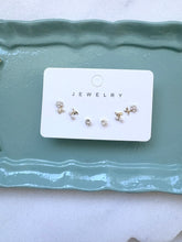Load image into Gallery viewer, Flower Cherry Pearl 3 Piece Set Mini Earring- Sterling Silver
