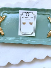 Load image into Gallery viewer, Pearl Bow Mini Earring- Sterling Silver
