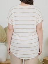 Load image into Gallery viewer, [XL] Dashed Dolman rolled sleeve Mustard &amp; offwhite- Stretchy
