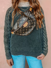 Load image into Gallery viewer, Slate Mineral Washed Cable Sweater
