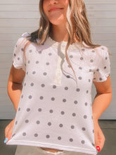 Load image into Gallery viewer, Dainty Polka Dot Knit Short Sleeve Top- stretch
