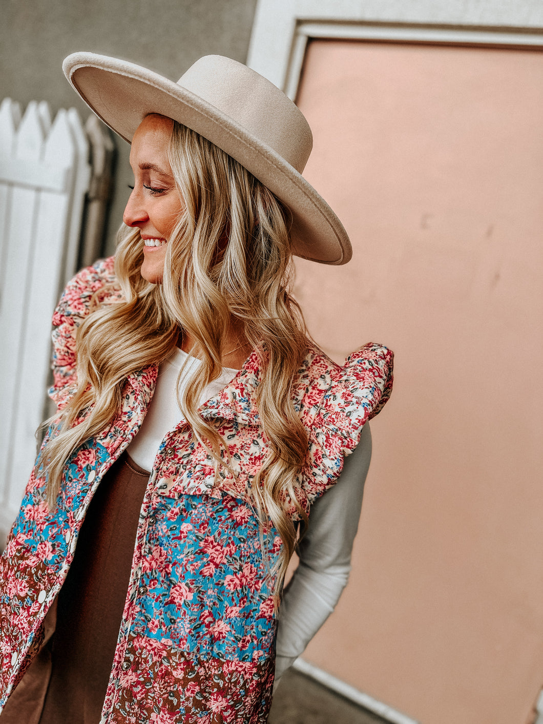 Sadie Floral Corduroy Vest