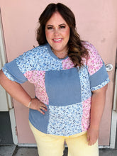 Load image into Gallery viewer, Happy Patchwork Ribbed Top- stretchy

