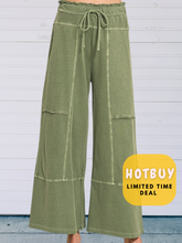 Load image into Gallery viewer, HOTBUY  | Vintage Olive French Terry Wide Leg Pants
