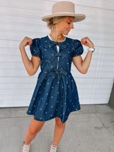 Load image into Gallery viewer, Laney Bow Denim Dress
