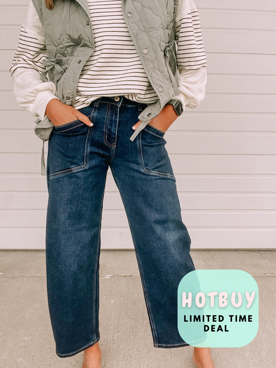 Indigo Trendsetter Subtle Barrel Denim Pants- mid rise