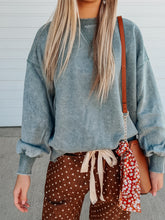Load image into Gallery viewer, KIM G Teal Bubble Sleeve Fleece Pullover
