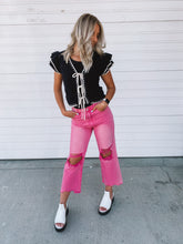 Load image into Gallery viewer, Pink Vervet Dupe Mineral Wash Denim Pants
