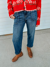 Load image into Gallery viewer, Indigo Trendsetter Risen Subtle Barrel Denim Pants- mid rise
