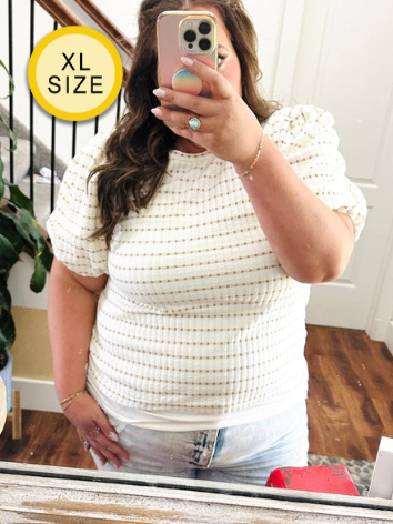 XXL Sweet Check Soft Beige Blouse - Stretchy