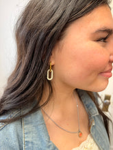 Load image into Gallery viewer, [LUXE] Cz Oval Link Dangle Earrings- 18K Gold Plated Waterproof Sterling Silver
