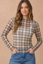 Load image into Gallery viewer, Plaid Prep Cream Mesh Top
