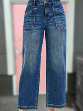 Load image into Gallery viewer, Indigo Trendsetter Risen Subtle Barrel Denim Pants- mid rise

