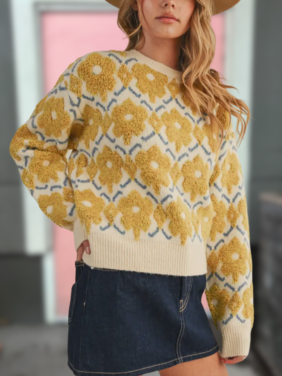 Haven Textured Mustard Sweater