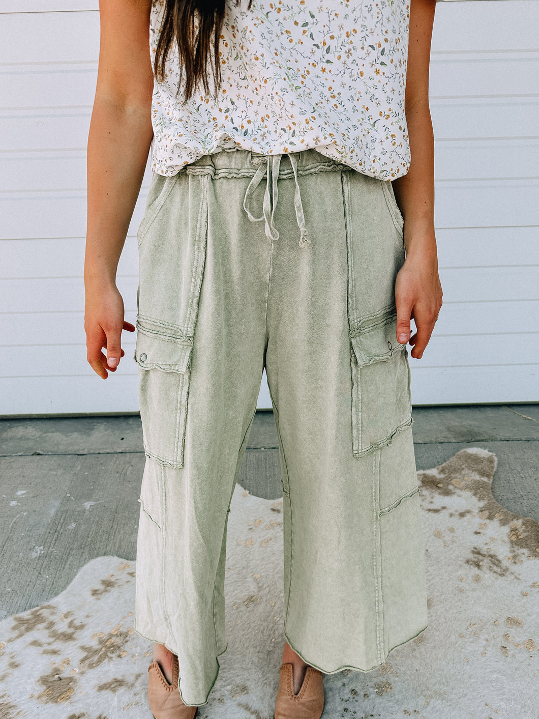 Cargo Mineral Wash Sage Pants