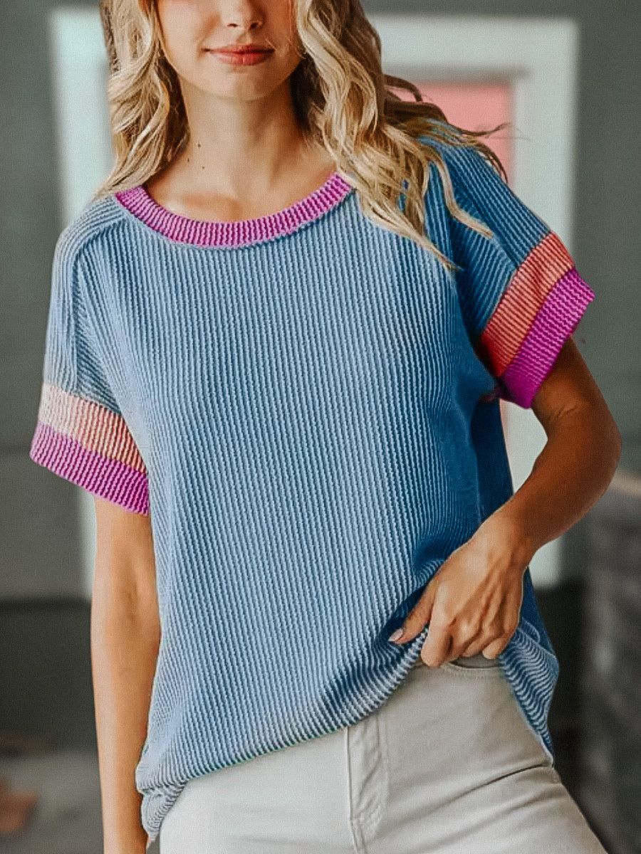 Marley Colorblock Knit Top -Stretchy