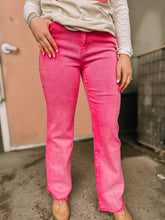 Load image into Gallery viewer, Pink Boot Cut Wide Leg Denim-Stretchy
