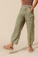 Load image into Gallery viewer, Olive Barrel Washed Denim-Elastic Waist
