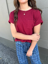 Load image into Gallery viewer, Tiva Burgundy Pocket Tee
