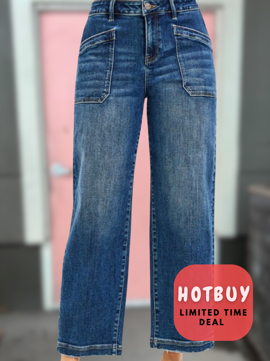 Indigo Trendsetter Risen Subtle Barrel Denim Pants- mid rise