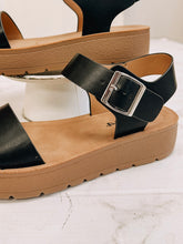 Load image into Gallery viewer, Wren Black Semi- Platform Sandal
