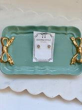 Load image into Gallery viewer, Scalloped Round Stone Mini Earring- Sterling Silver
