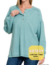 Load image into Gallery viewer, Dusty Teal Freya Fleece Pullover-stretchy
