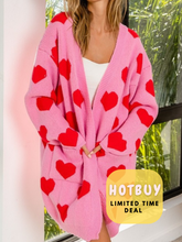 Load image into Gallery viewer, Queen of Hearts LONG Plush Cardigan
