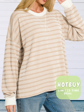 Load image into Gallery viewer, Blaire Ribbed Subtle Stripe Pullover - stretch
