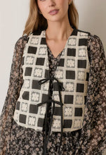 Load image into Gallery viewer, Mazie Crochet Check Quilted Tie up Vest
