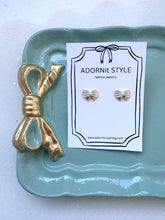 Load image into Gallery viewer, Pearl Bow Mini Earring- Sterling Silver
