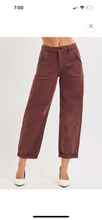 Load image into Gallery viewer, Soft Brown Risen Barrel Denim- Stretchy
