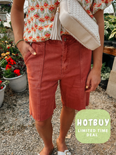 Load image into Gallery viewer, Vintage Red Patch Pocket Boyfriend Shorts-Stretchy
