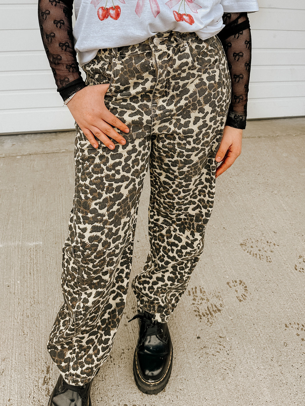 Leopard Barrel Denim