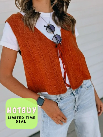 [HOTBUY] Sutton Textured bow tie Vest- Cognac