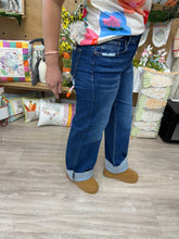 Load image into Gallery viewer, Brynn Dark Wash Cuffed Denim- Stretchy
