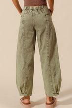 Load image into Gallery viewer, Olive Barrel Washed Denim-Elastic Waist
