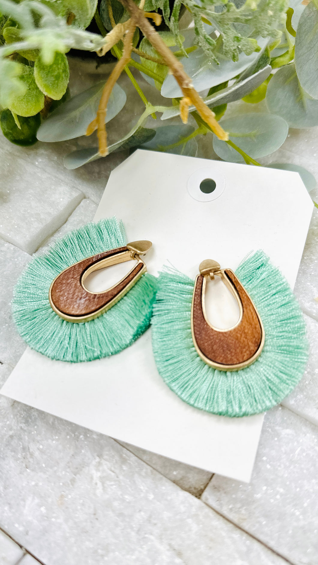 Sassy Fringe Mint Earring