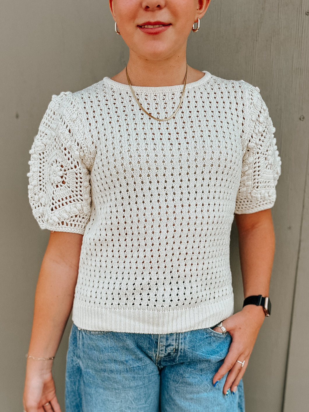 Maya Crochet Knit Pullover