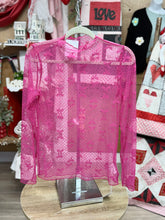 Load image into Gallery viewer, Hot Pink Bows-N-Dot Mesh Top - stretchy
