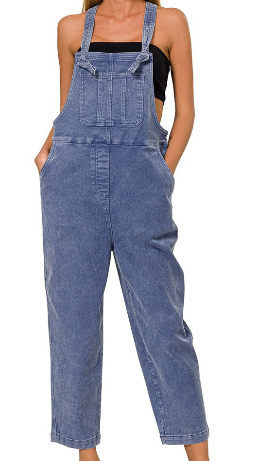 Free Soul Washed Navy overalls-stretch denim