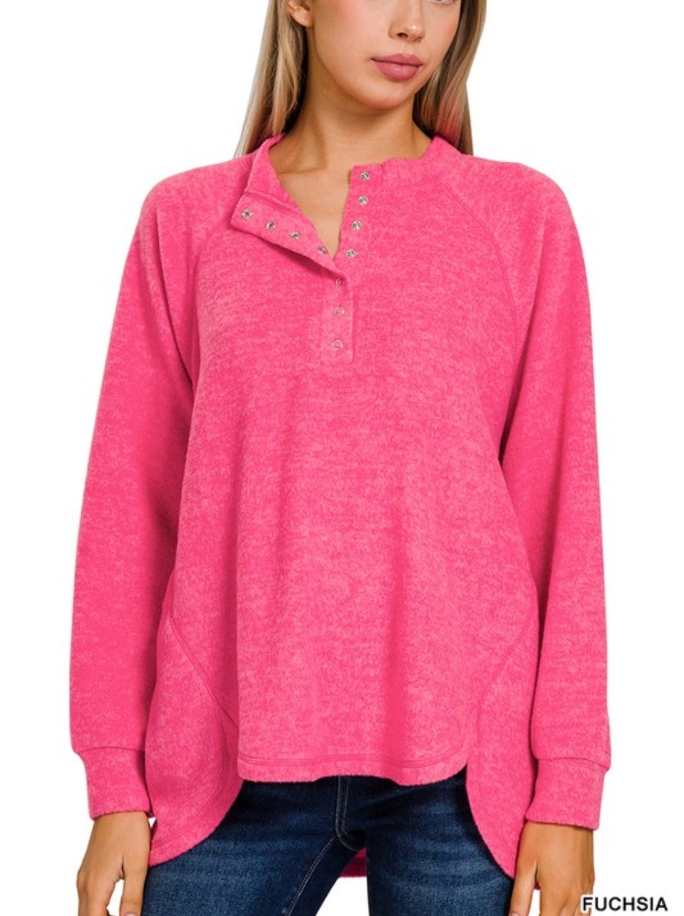 Henley Ash Pink Pullover-Stretchy