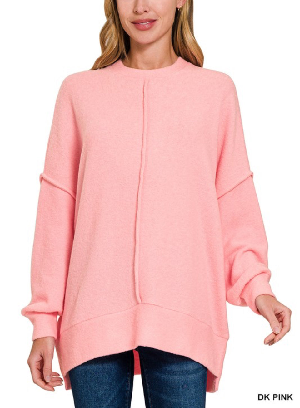 Blush FREYA Raw Edge Pullover-Stretchy