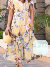 Load image into Gallery viewer, Yellow Floral Scattered Bloom Tiered Skirt-
