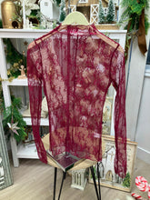 Load image into Gallery viewer, Cranberry Crush Mesh Lace Top
