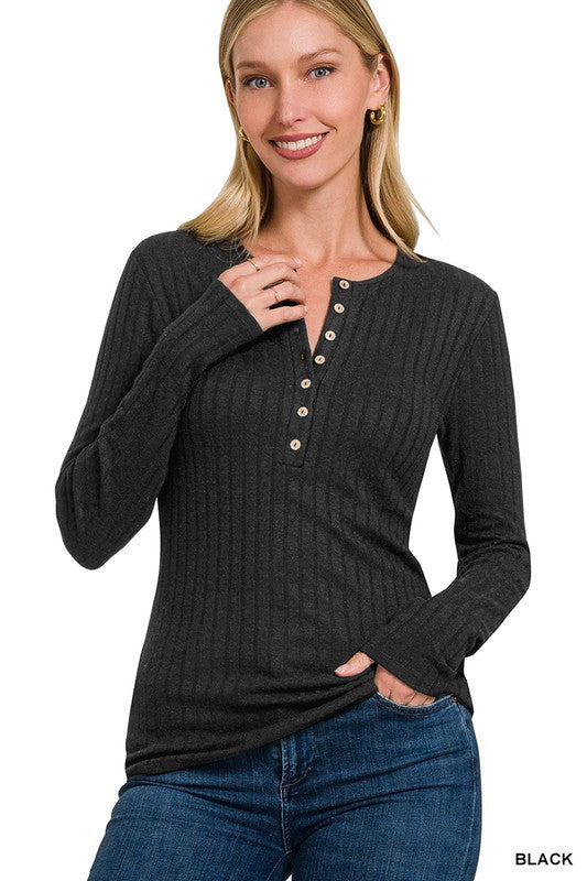 Black Plush Soft Henely Cardi