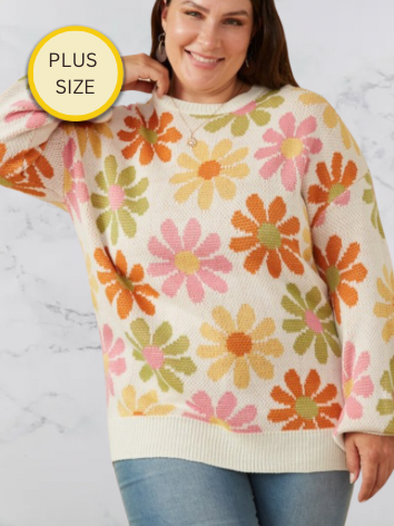 [PLUS] Floral Pop Pullover