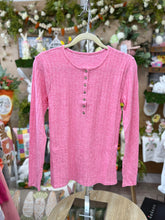 Load image into Gallery viewer, Peony Pink Ribbed Long Sleeve Tee
