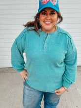 Load image into Gallery viewer, Dusty Teal Freya Fleece Pullover-stretchy
