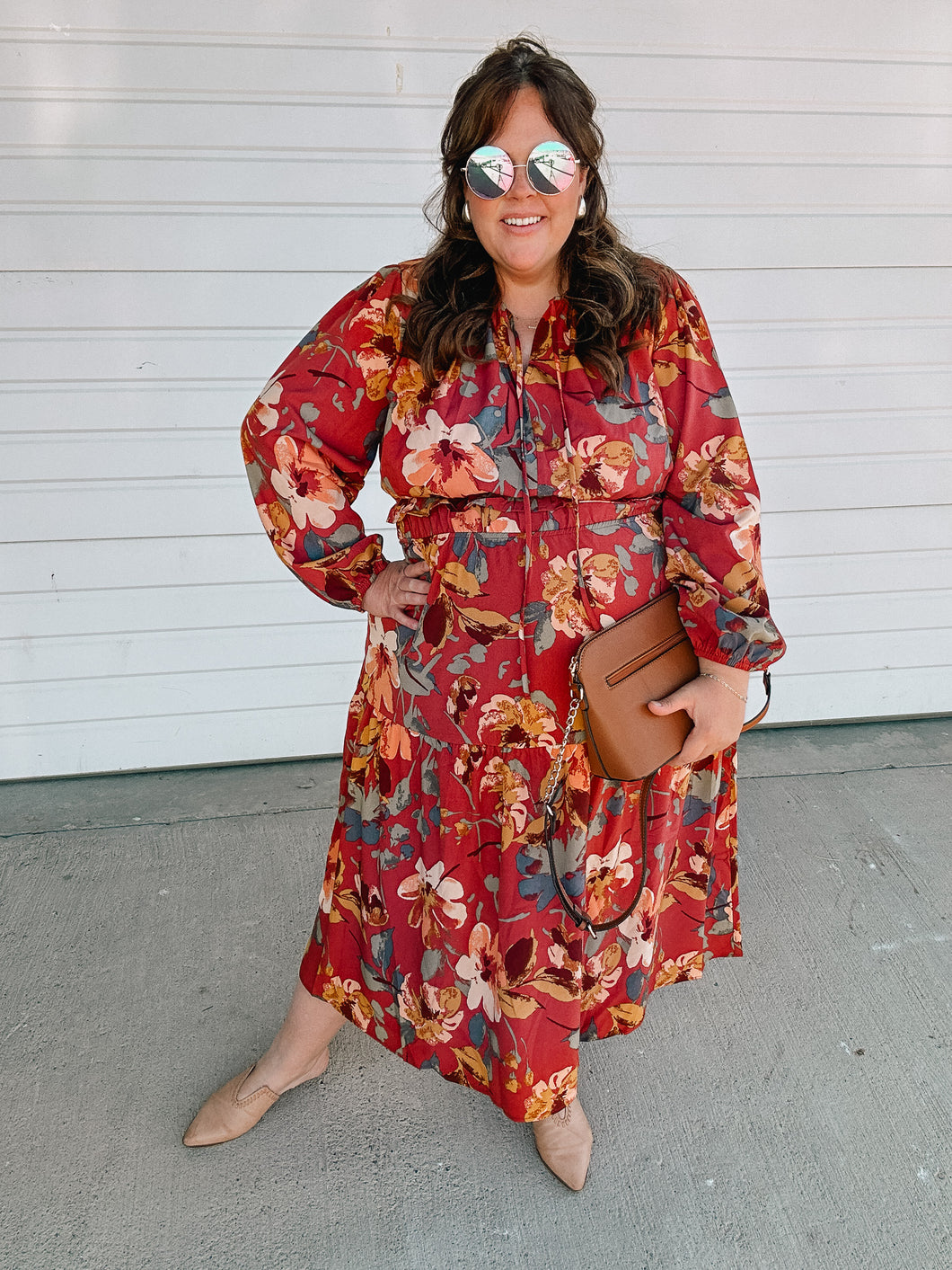 [PLUS] Calla Floral Dress - stretch elastic